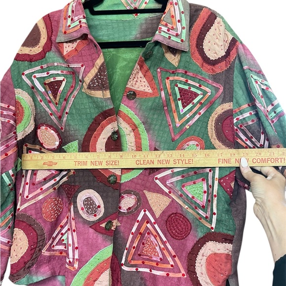 VINTAGE PUSHPA ART TO WEAR TIE‎ DYE EMBELLISHED JACKET SZ L - Picture 4 of 4